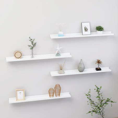 vidaXL Estantes de pared 4 unidades blanco 80x9x3 cm