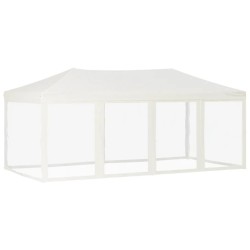 vidaXL Carpa para fiestas plegable con paredes laterales crema 3x6 m