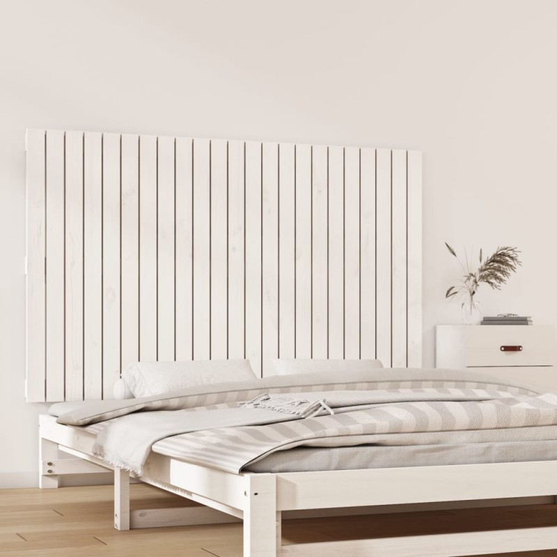 vidaXL Cabecero de cama de pared madera maciza pino blanco 147x3x90 cm vidaXL Cabecero de cama de pared madera maciza pino blanco 147x3x90 cm