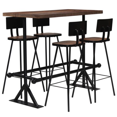 vidaXL Conjunto de muebles de bar 5 piezas madera maciza reciclada
