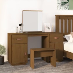 vidaXL Tocador con espejo madera maciza de pino marrón miel