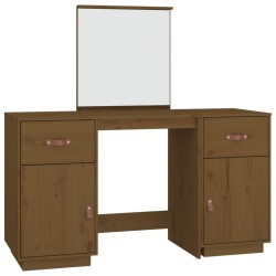 vidaXL Tocador con espejo madera maciza de pino marrón miel
