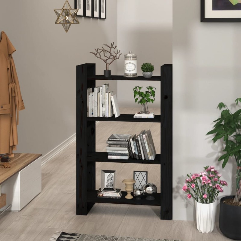 vidaXL Estantería/divisor de espacios madera pino negro 80x35x125 cm vidaXL Estantería/divisor de espacios madera pino negro 80x35x125 cm