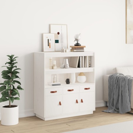 vidaXL Aparador alto madera maciza de pino blanco 100x40x108,5 cm