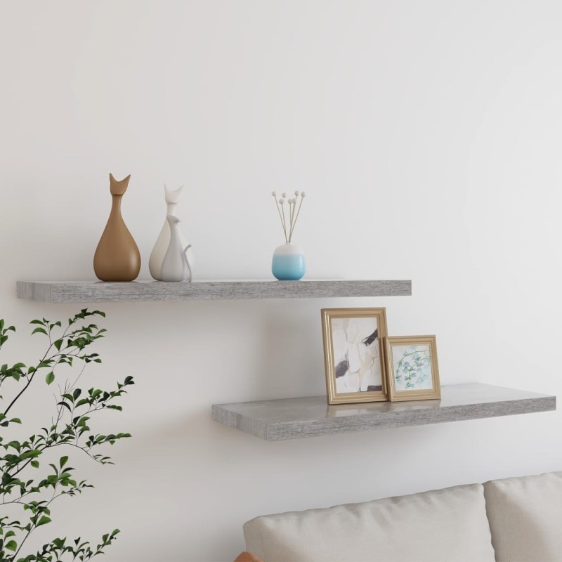 vidaXL Estante flotante pared 2 uds MDF gris hormigón 80x23,5x3,8 cm vidaXL Estante flotante pared 2 uds MDF gris hormigón 80x23,5x3,8 cm