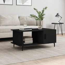 vidaXL Mesa de centro madera contrachapada negro 90x50x40 cm