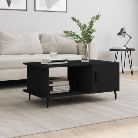 vidaXL Mesa de centro madera contrachapada negro 90x50x40 cm
