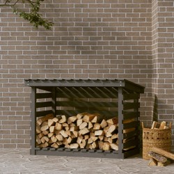 vidaXL Leñero de madera maciza de pino gris 108x73x79 cm