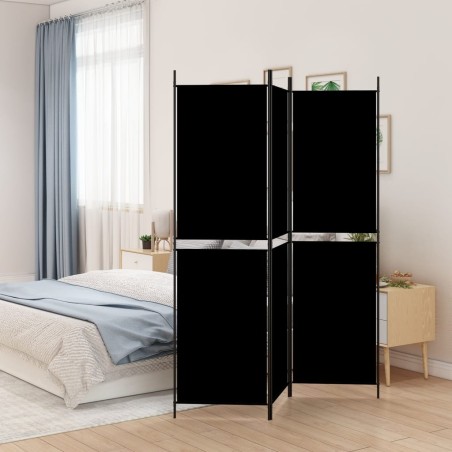 vidaXL Biombo divisor de 3 paneles de tela negro 150x200 cm