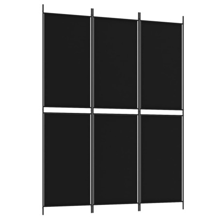 vidaXL Biombo divisor de 3 paneles de tela negro 150x200 cm
