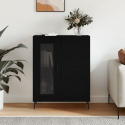 vidaXL Aparador de madera de ingeniería negro 69,5x34x90 cm