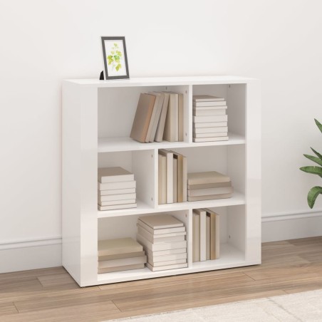 vidaXL Aparador de madera contrachapada blanco brillante 80x30x80 cm