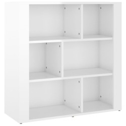 vidaXL Aparador de madera contrachapada blanco brillante 80x30x80 cm