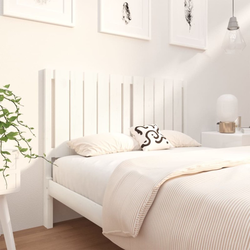 vidaXL Cabecero de cama madera maciza de pino blanco 125,5x4x100 cm vidaXL Cabecero de cama madera maciza de pino blanco 125,5x4x100 cm