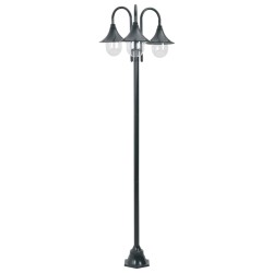 vidaXL Farola de jardín con 3 luces aluminio verde oscuro E27 220 cm 