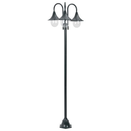 vidaXL Farola de jardín con 3 luces aluminio verde oscuro E27 220 cm 