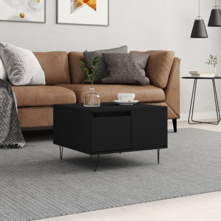 vidaXL Mesa de centro madera contrachapada negro 55x55x36,5 cm