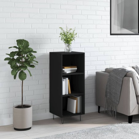 vidaXL Aparador de madera de ingeniería negro 34,5x32,5x90 cm