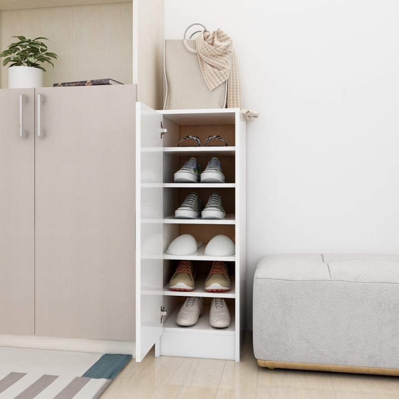 vidaXL Mueble zapatero de aglomerado blanco 32x35x92 cm vidaXL Mueble zapatero de aglomerado blanco 32x35x92 cm