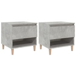 vidaXL Mesitas de noche 2 uds contrachapada gris hormigón 50x46x50 cm