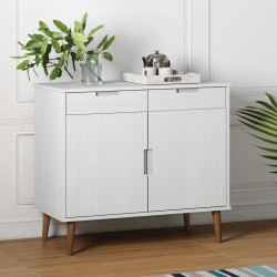 vidaXL Aparador MOLDE madera maciza de pino blanca 90x40x80 cm