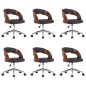 vidaXL Sillas de comedor giratorias 6 uds madera curvada y cuero negro vidaXL Sillas de comedor giratorias 6 uds madera curvada y cuero negro