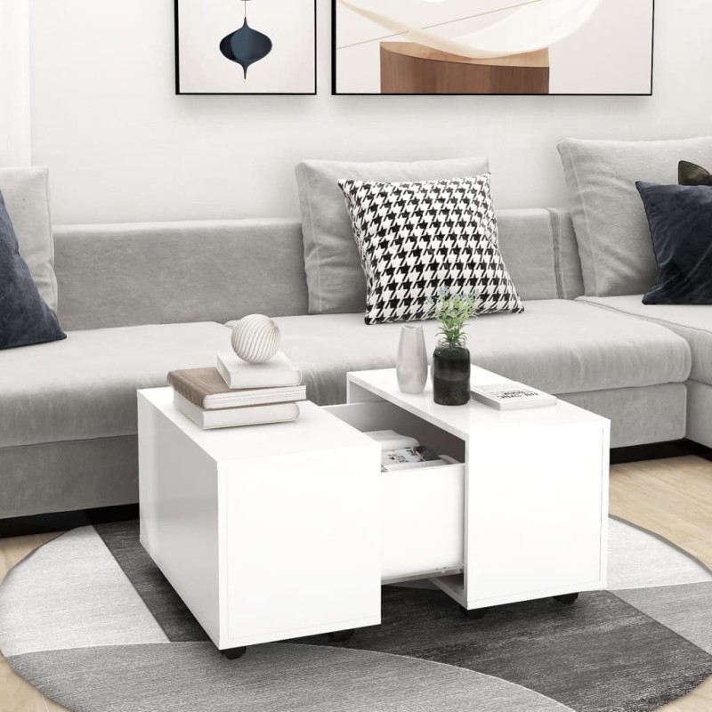vidaXL Mesa de centro madera contrachapada blanco 60x60x38 cm vidaXL Mesa de centro madera contrachapada blanco 60x60x38 cm