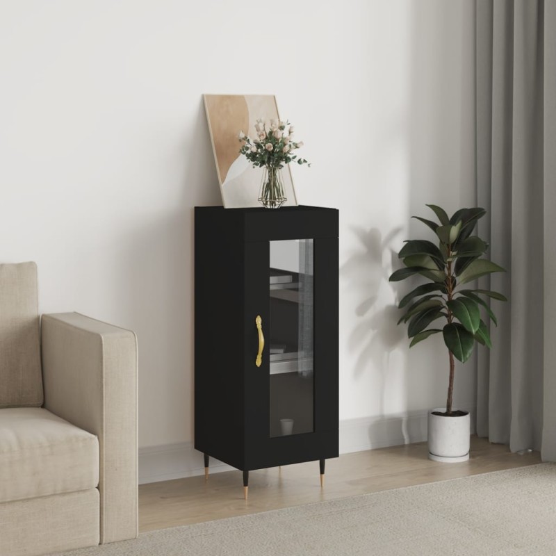 vidaXL Aparador de madera contrachapada negro 34,5x34x90 cm vidaXL Aparador de madera contrachapada negro 34,5x34x90 cm