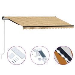 vidaXL Toldo retráctil sensor de viento LED amarillo blanco 400x300 cm