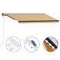 vidaXL Toldo retráctil sensor de viento LED amarillo blanco 400x300 cm vidaXL Toldo retráctil sensor de viento LED amarillo blanco 400x300 cm