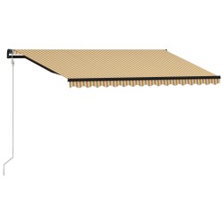 vidaXL Toldo retráctil sensor de viento LED amarillo blanco 400x300 cm