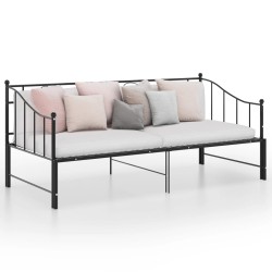 vidaXL Estructura de sofá cama extraíble de metal negro 90x200 cm