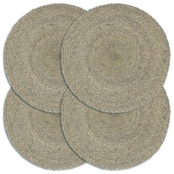 vidaXL Manteles individuales redondos 4 uds yute gris liso 38 cm