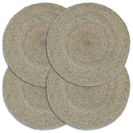 vidaXL Manteles individuales redondos 4 uds yute gris liso 38 cm
