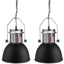 vidaXL Lámpara de techo altura ajustable moderna metal negro 2 uds