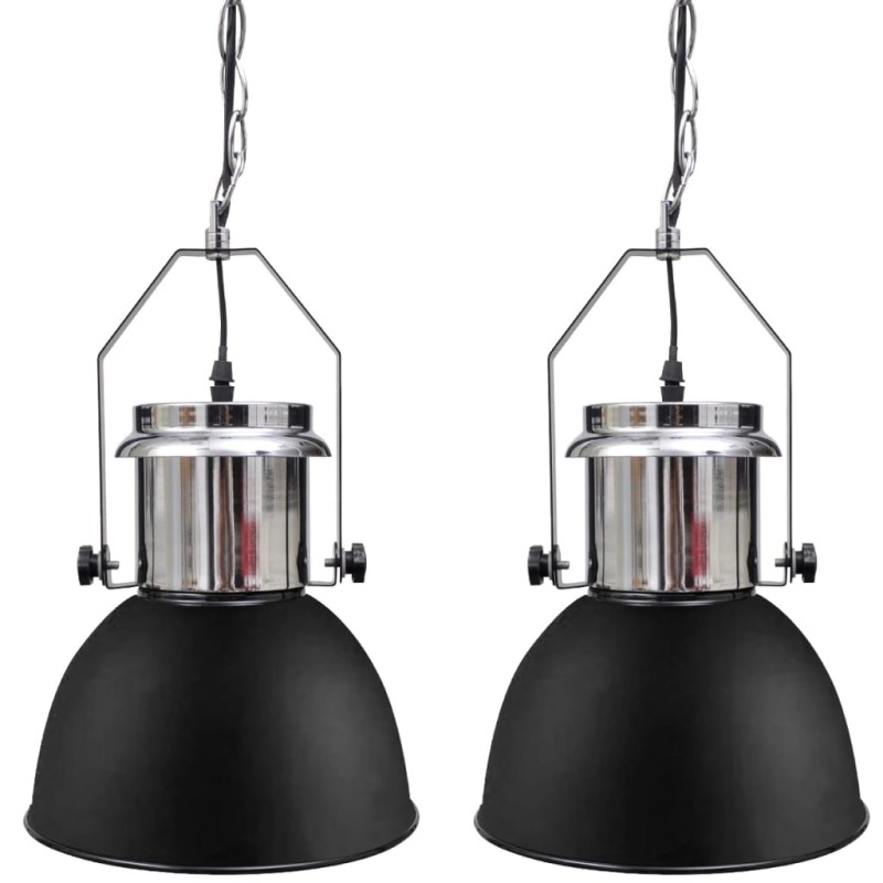 vidaXL Lámpara de techo altura ajustable moderna metal negro 2 uds vidaXL Lámpara de techo altura ajustable moderna metal negro 2 uds