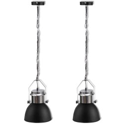 vidaXL Lámpara de techo altura ajustable moderna metal negro 2 uds