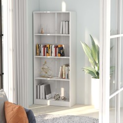 vidaXL Estantería de 4 niveles contrachapada blanco brillo 60x24x142cm