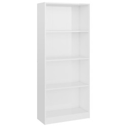 vidaXL Estantería de 4 niveles contrachapada blanco brillo 60x24x142cm