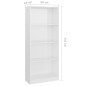 vidaXL Estantería de 4 niveles contrachapada blanco brillo 60x24x142cm vidaXL Estantería de 4 niveles contrachapada blanco brillo 60x24x142cm