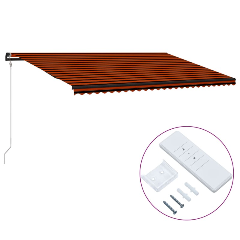 vidaXL Toldo automático retráctil naranja y marrón 600x300 cm vidaXL Toldo automático retráctil naranja y marrón 600x300 cm