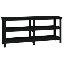 vidaXL Banco de trabajo de madera maciza de pino negro 181x50x80 cm