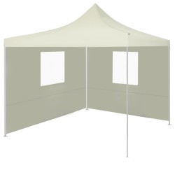 vidaXL Carpa plegable profesional con 2 paredes acero color crema 2x2m