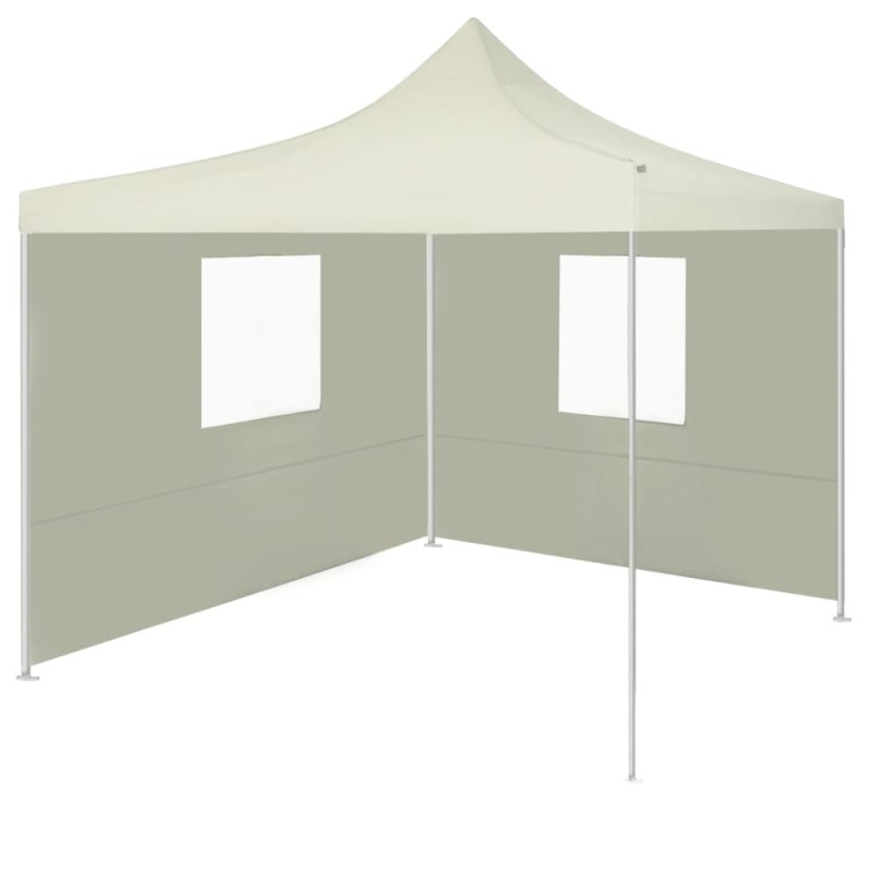 vidaXL Carpa plegable profesional con 2 paredes acero color crema 2x2m vidaXL Carpa plegable profesional con 2 paredes acero color crema 2x2m