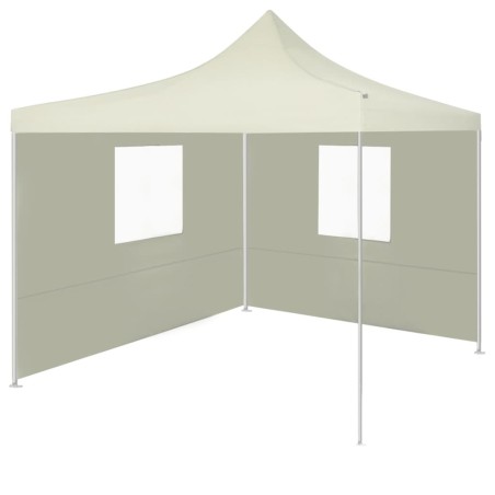 vidaXL Carpa plegable profesional con 2 paredes acero color crema 2x2m