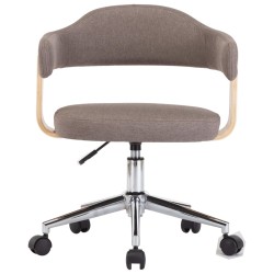 vidaXL Silla de oficina giratoria de madera curvada y tela gris taupe