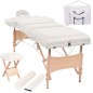 vidaXL Camilla de masaje y taburete plegable 3 zonas 10 cm blanco vidaXL Camilla de masaje y taburete plegable 3 zonas 10 cm blanco