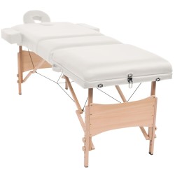 vidaXL Camilla de masaje y taburete plegable 3 zonas 10 cm blanco