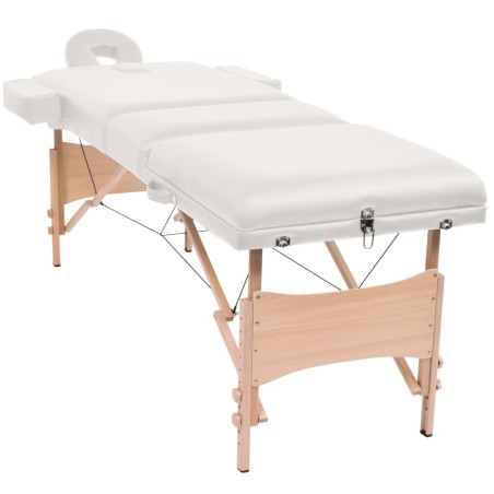 vidaXL Camilla de masaje y taburete plegable 3 zonas 10 cm blanco