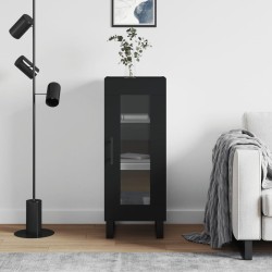 vidaXL Aparador de madera contrachapada negro 34,5x34x90 cm
